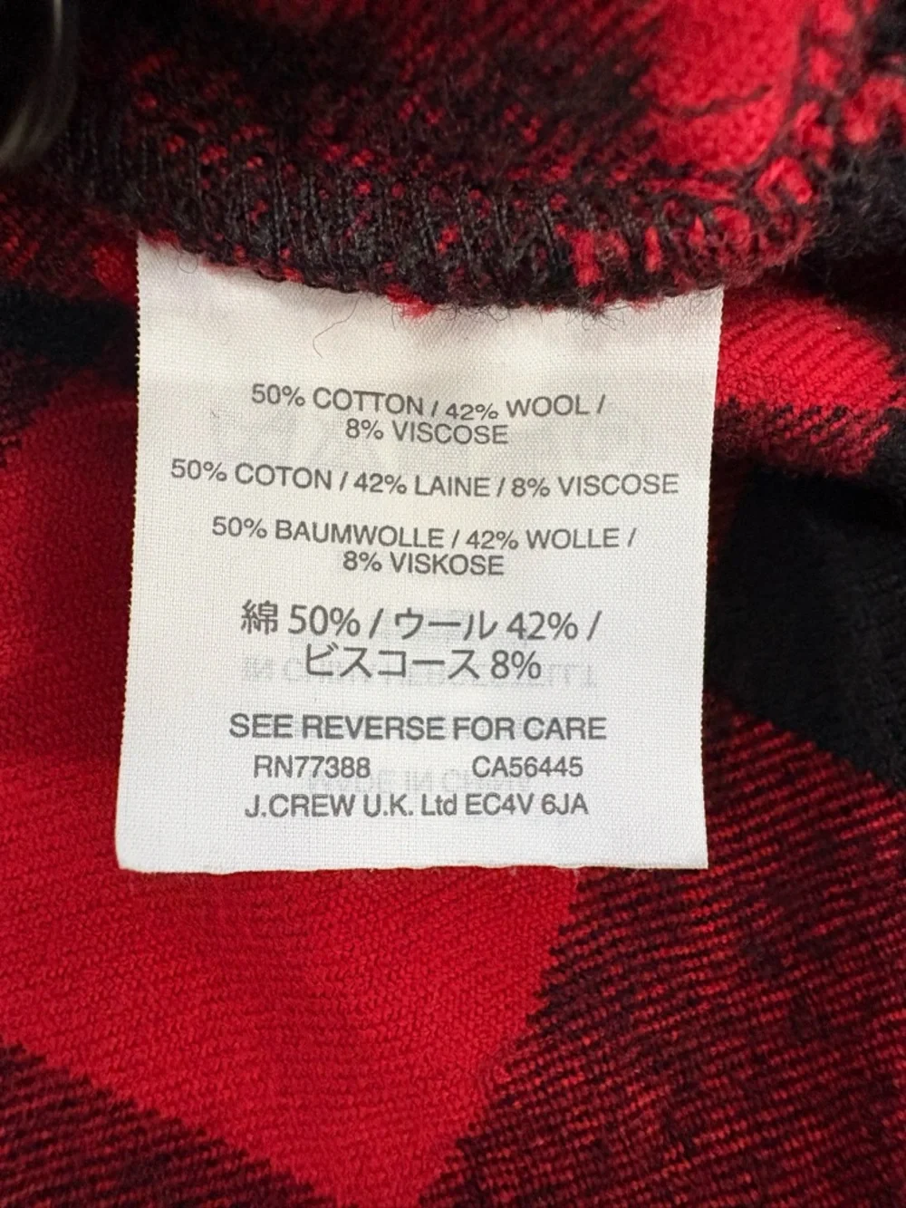 J. Crew Buffalo Plaid Popover Shirt Jacket Shacket Red Black Flannel Medium
